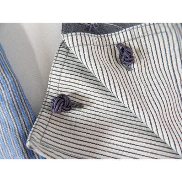 Mecca Since Day One Shirt Mens XL Western Stripes Blue Collar Button Down - Picture 7 of 13